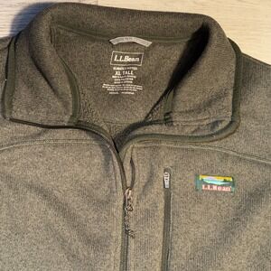 L.L.Bean Full Zip Fleece Jacket XL Tall Green Thick‎ Sweater Knit Outdoor